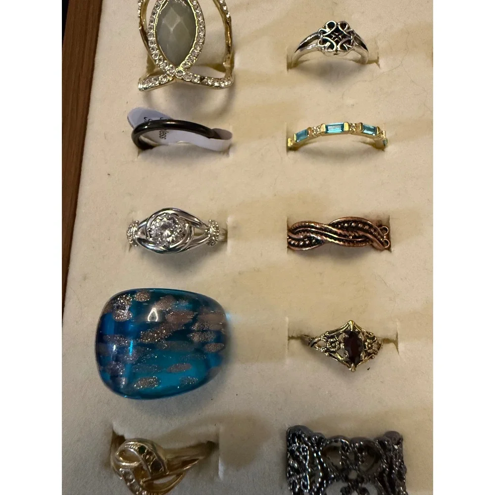 Fashion Ring Lot 50 Mixed Styles Statement Boho Crystal Silver Gold Tone